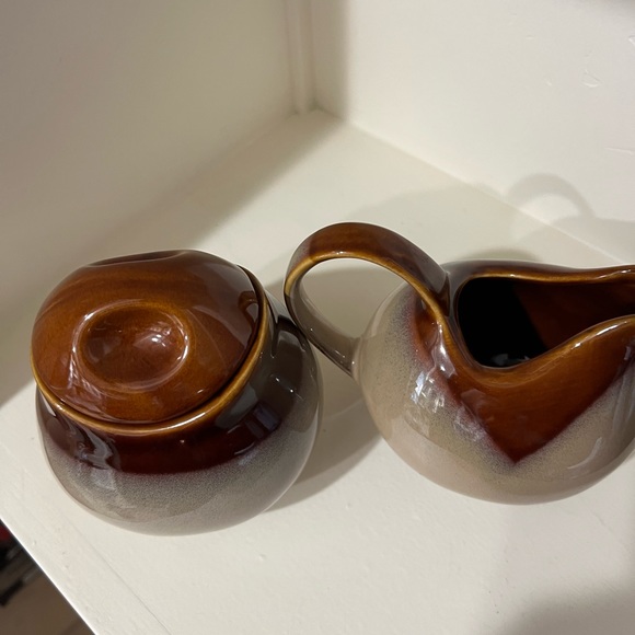 Sango Nova Brown stoneware creamer and sugar. Excellent condition - Picture 2 of 4